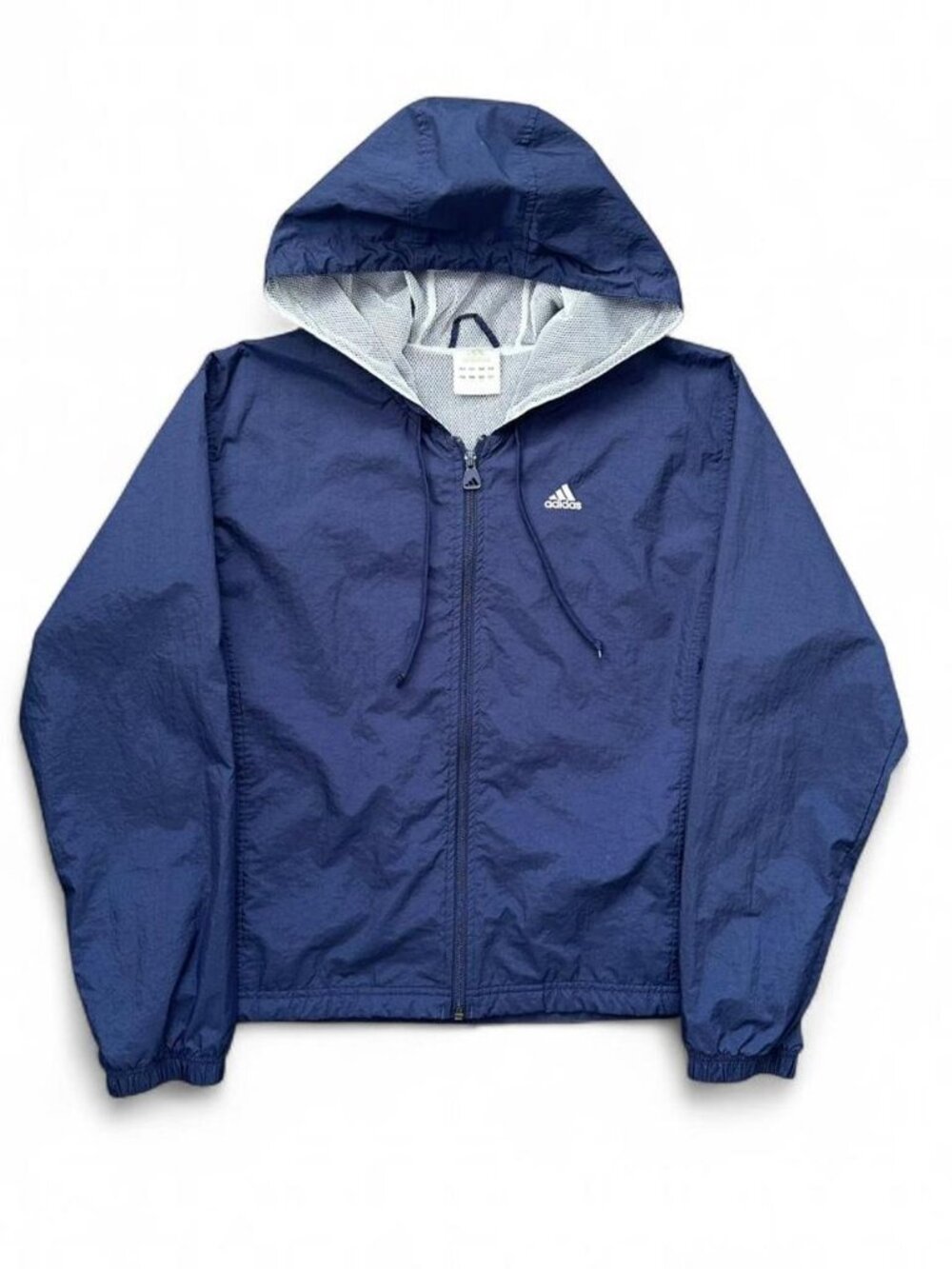 Vintage Adidas Boxy Windbreaker Jacket Navy Zip Up Hooded Lightweight M/L